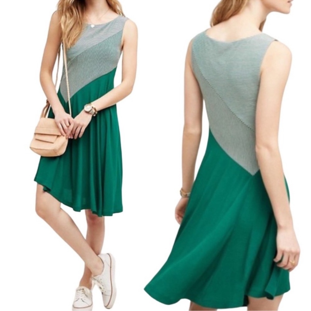 Maeve Dress Asymmetric Sleeveless Green Size L Large